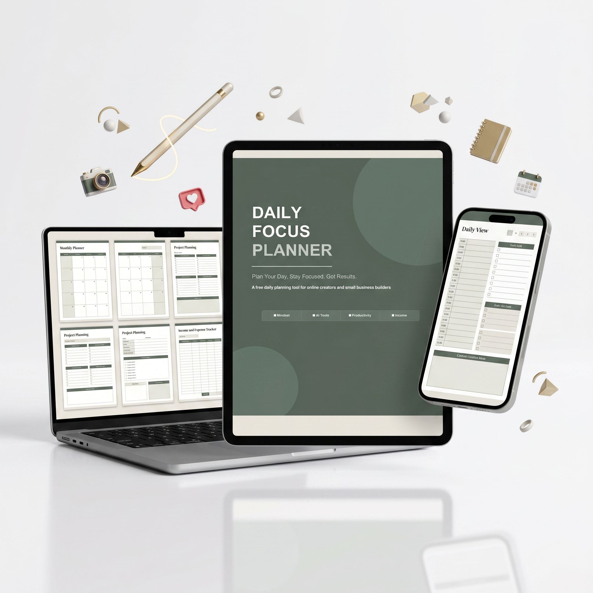 Free Daily Focus Planner for Online Creators — Plan Your Day, Stay Focused and Build Your Business with Intention