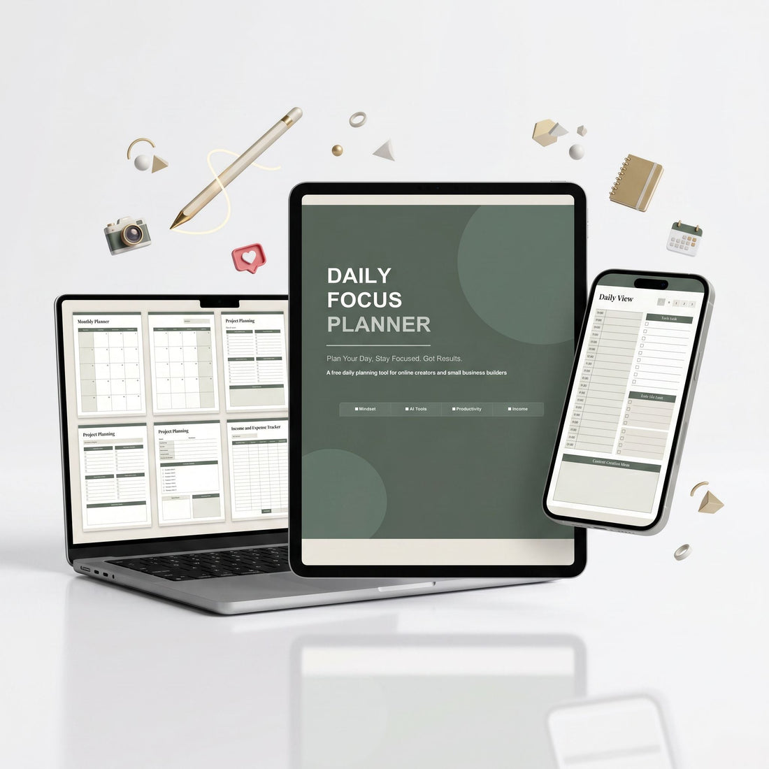 Free Daily Focus Planner for Online Creators — Plan Your Day, Stay Focused and Build Your Business with Intention