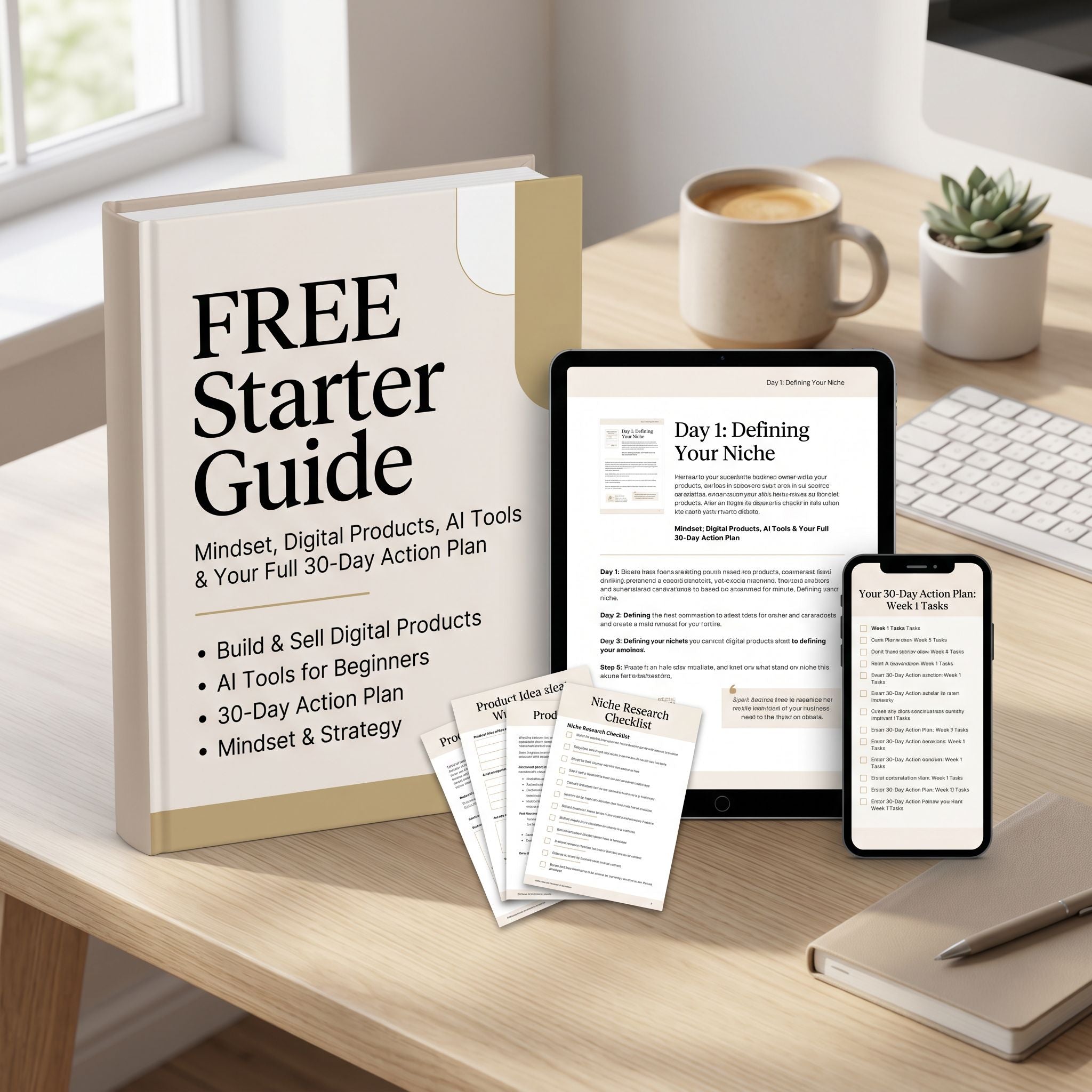 Free Beginner Starter Guide: How to Build Online Income with AI Tools, Mindset & Digital Products